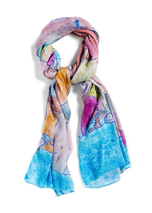 US map jumbo oblong modal cashmere scarf by Seth B. Minkin